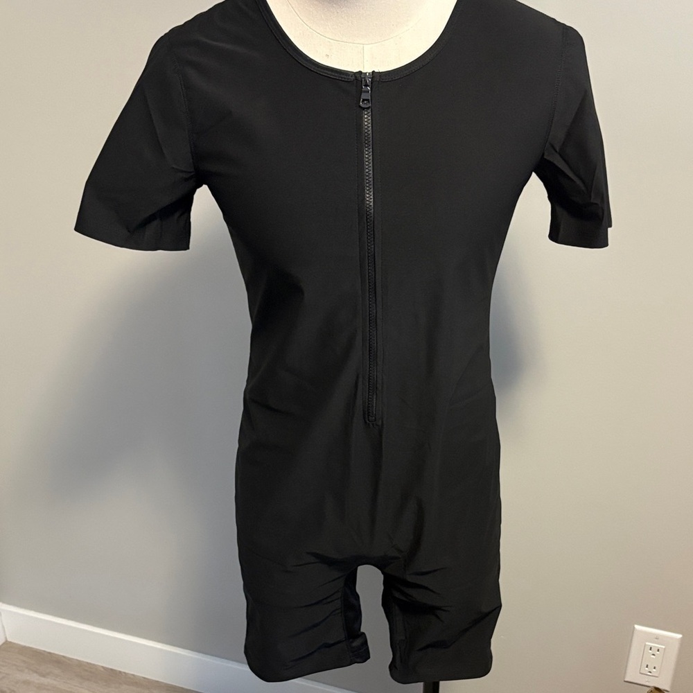 Men's Black Short Sleeve One Piece sauna Suit